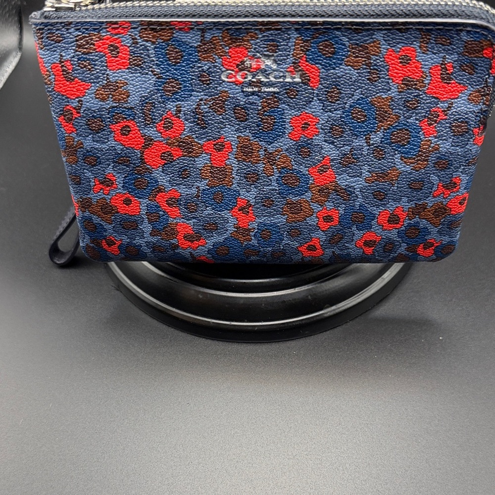 Coach Red and Blue Floral Pouch